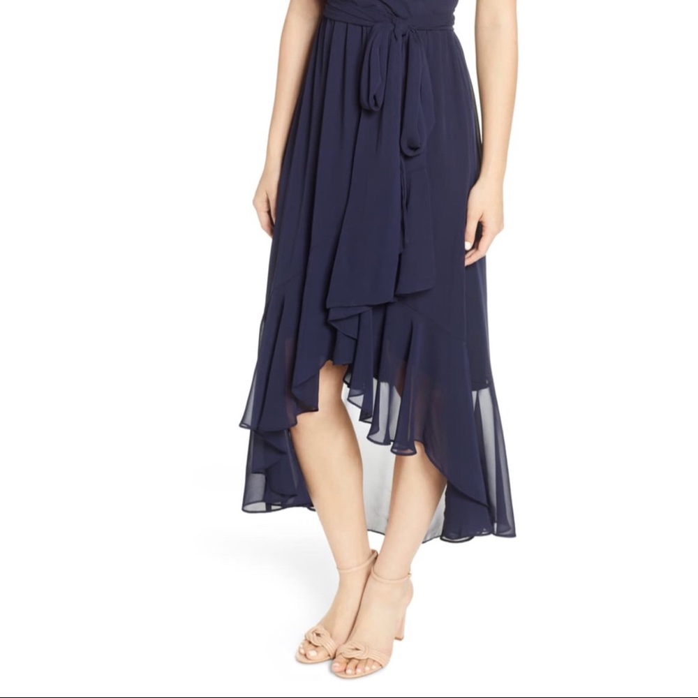 Eliza J High Low Faux Wrap Chiffon Dress - Picture 3 of 5